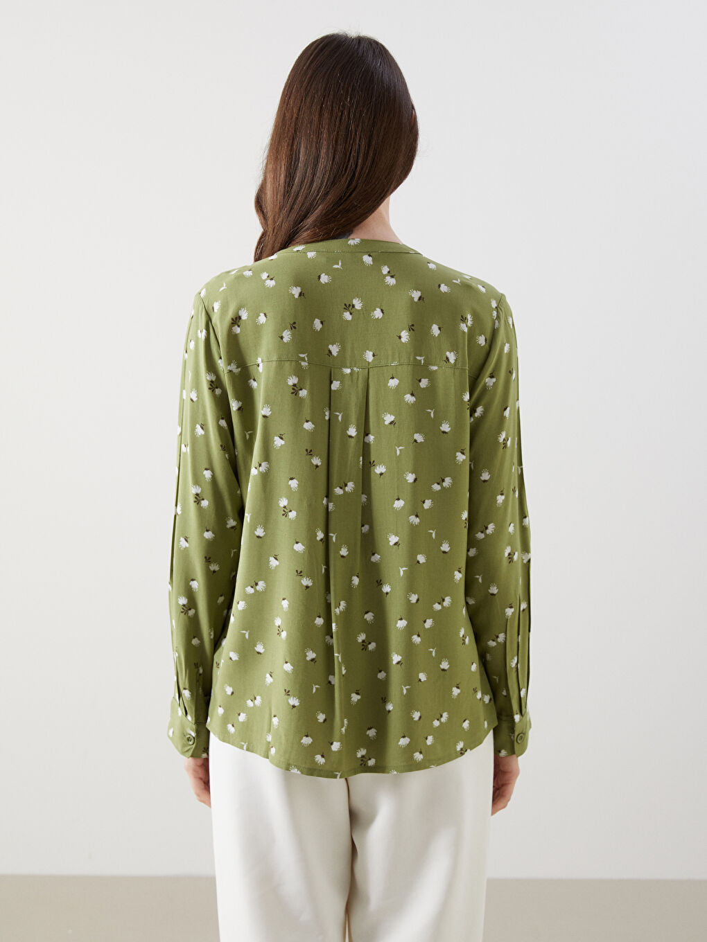 Notch Neck Patterned Women's Blouse -S53332Z8-LS6