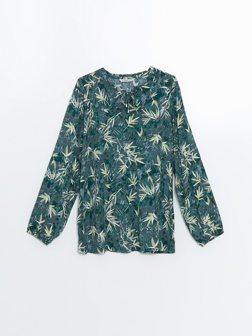 Ženska dezenirana bluza sa kragnom koja se vezuje -S53337Z8-LS6