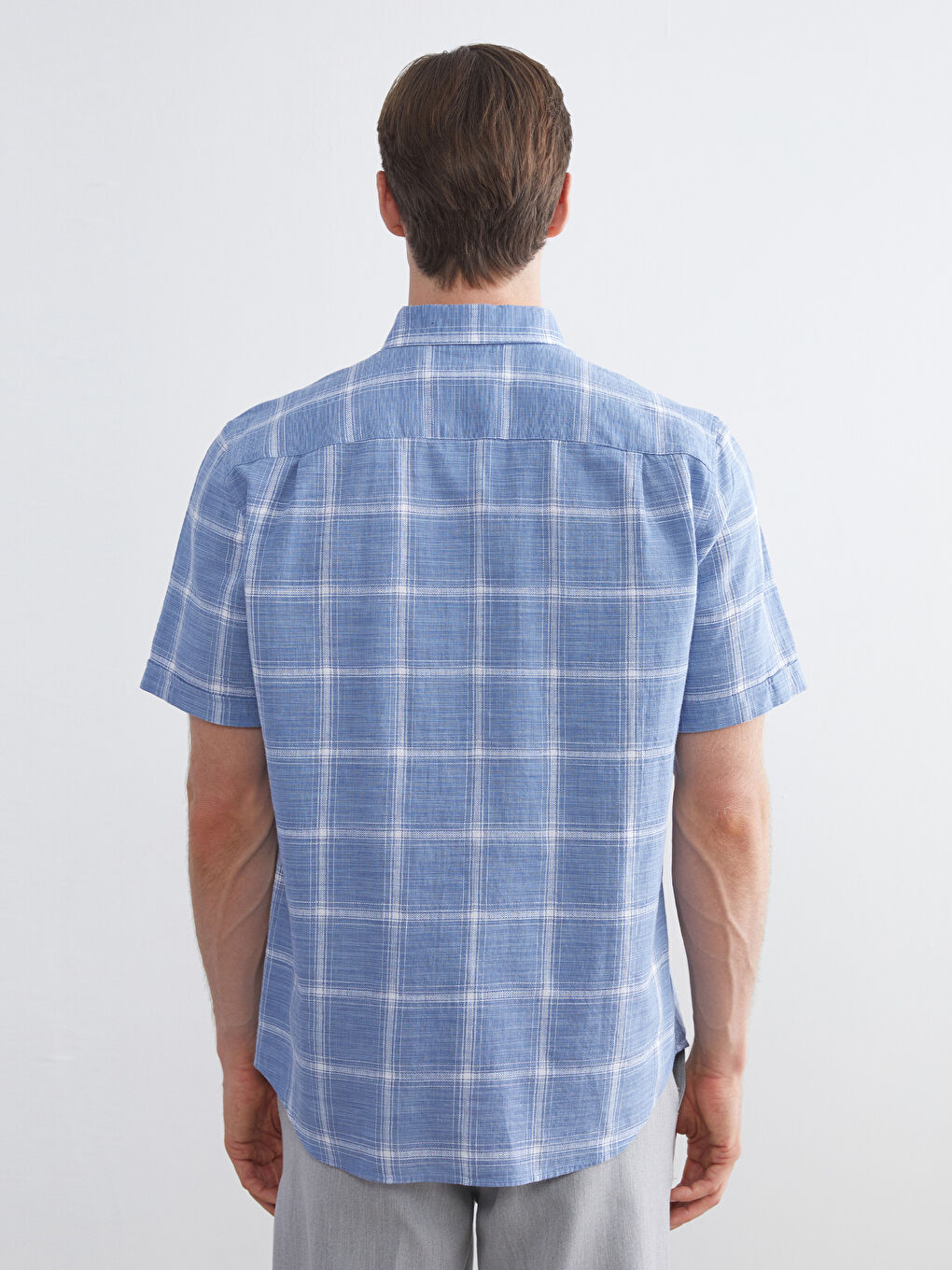 LCWAIKIKI Classic Regular Fit Short Sleeve Plaid Poplin Men's Shirt -S53338Z8-LMR