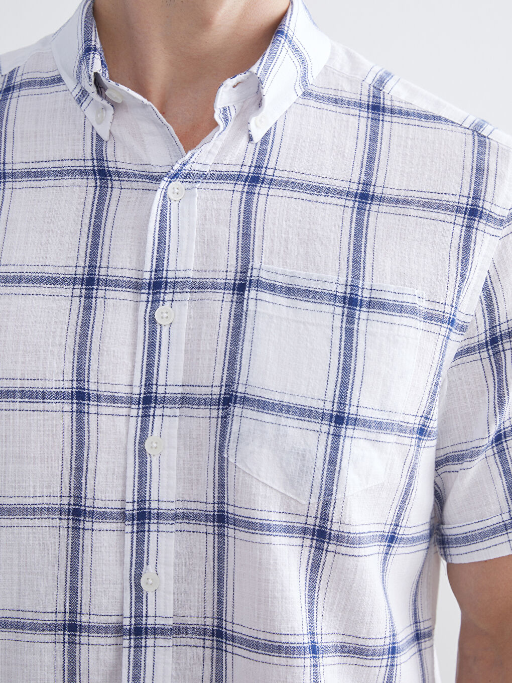 LCWAIKIKI Classic Regular Fit Short Sleeve Plaid Poplin Men's Shirt -S53338Z8-LPU