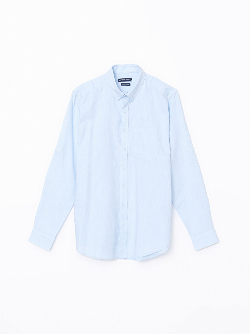 Regular Fit Long Sleeve Linen-Blend Men's Shirt -S53339Z8-CUN