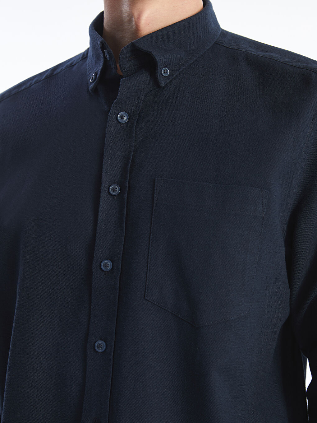 Regular Fit Long Sleeve Linen Blend Men's Shirt -S53339Z8-RFH