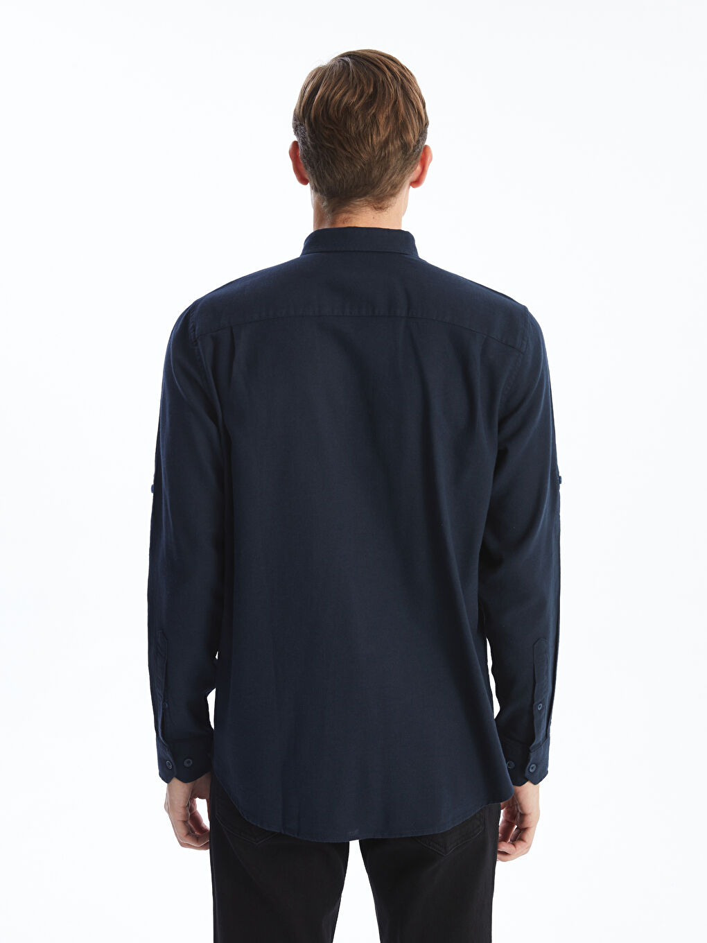 Regular Fit Long Sleeve Linen Blend Men's Shirt -S53339Z8-RFH