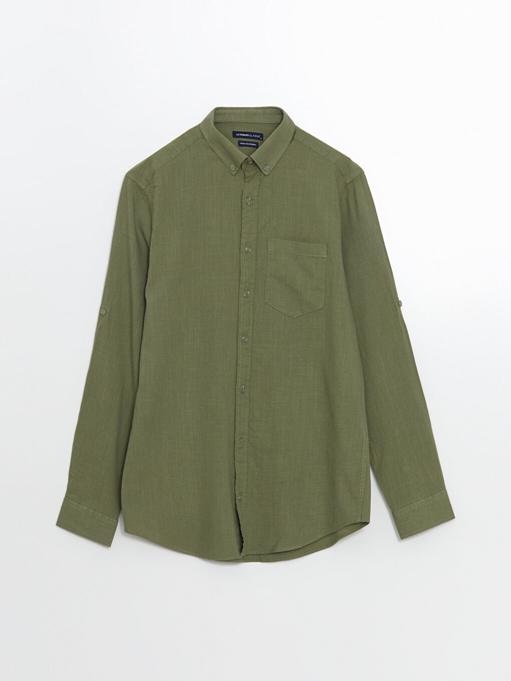 Regular Fit Long Sleeve Linen Blend Men's Shirt -S53339Z8-DBV