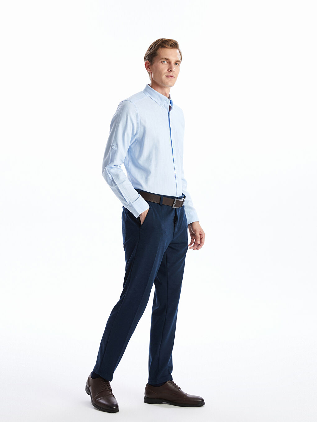 Regular Fit Long Sleeve Linen-Blend Men's Shirt -S53339Z8-CUN