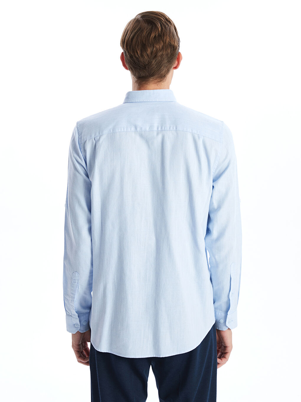 Regular Fit Long Sleeve Linen-Blend Men's Shirt -S53339Z8-CUN
