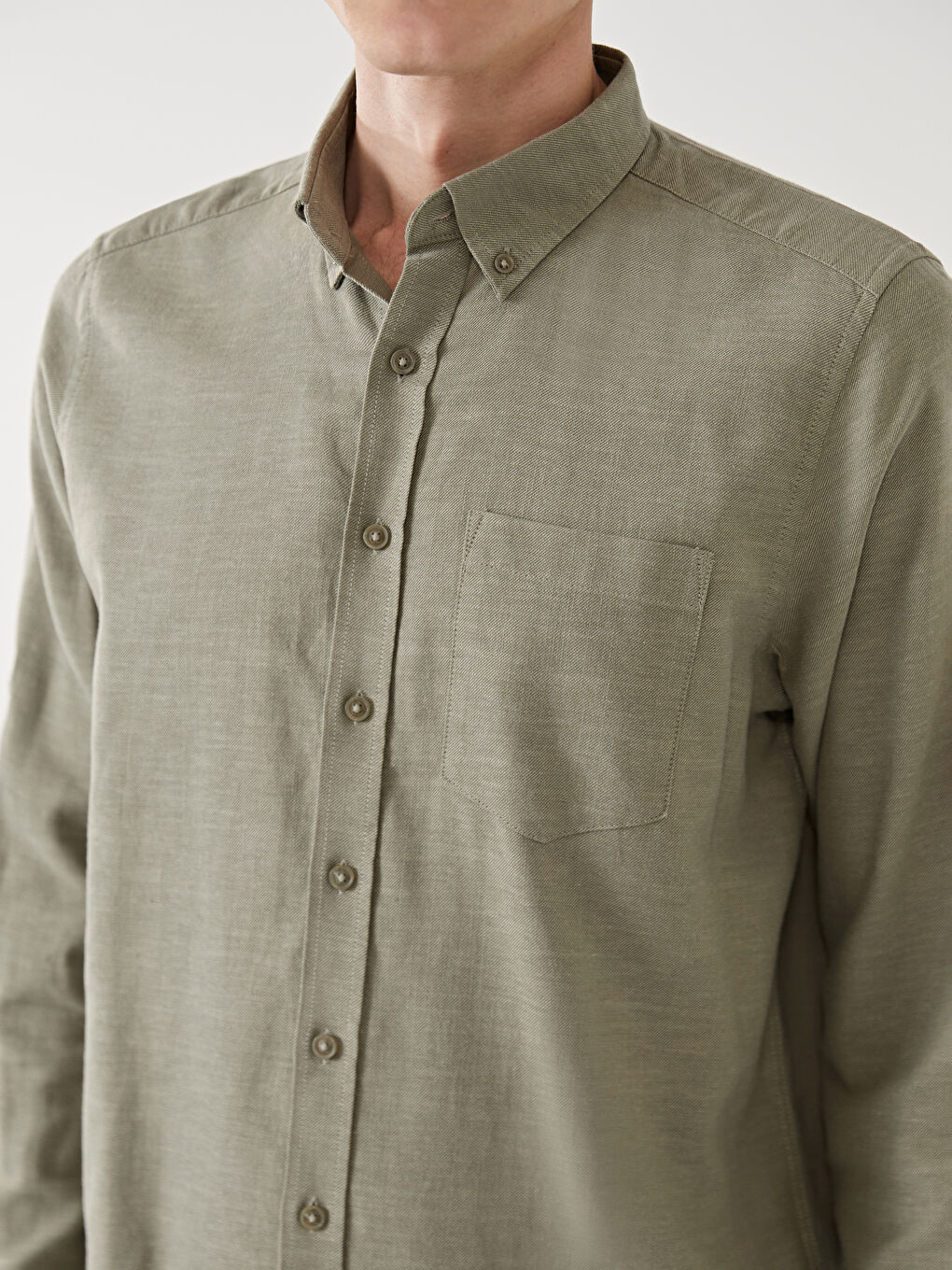 Рубашка из льняной смеси с длинным рукавом стандартного кроя для мужчин-4