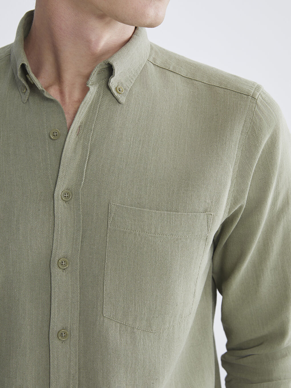 Рубашка из льняной смеси с длинным рукавом стандартного кроя для мужчин-3