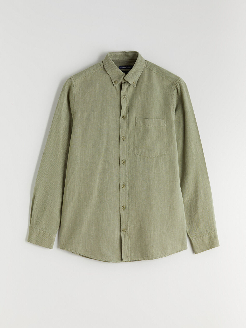 Рубашка из льняной смеси с длинным рукавом стандартного кроя для мужчин-6