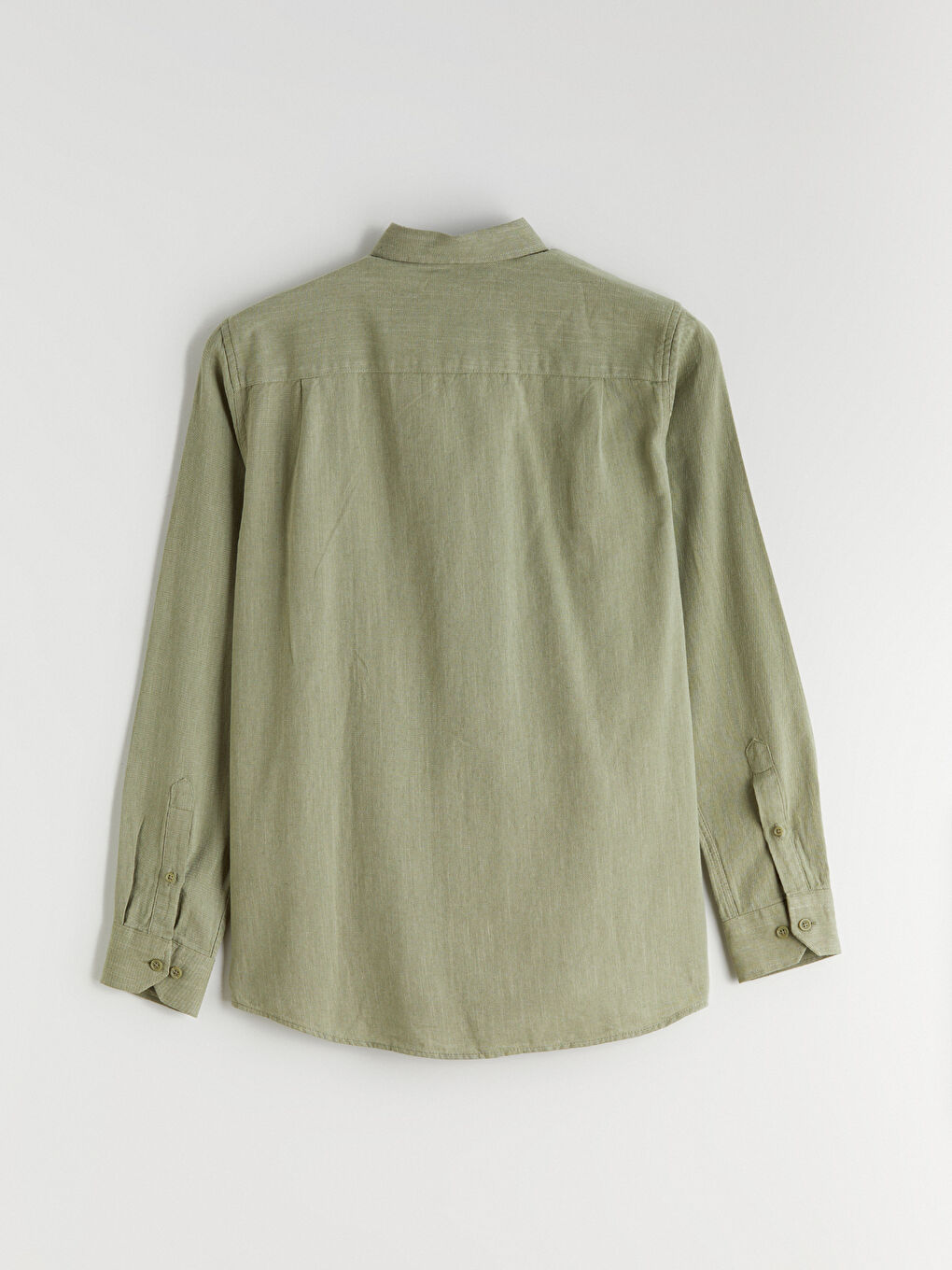 Рубашка из льняной смеси с длинным рукавом стандартного кроя для мужчин-7