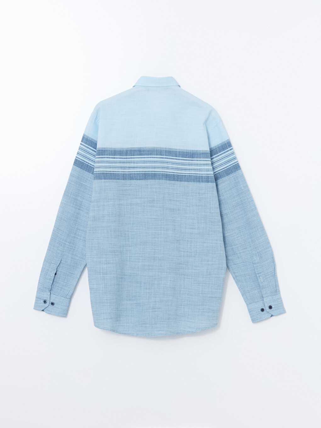 Regular Fit Long Sleeve Striped Men's Textured Shirt-5