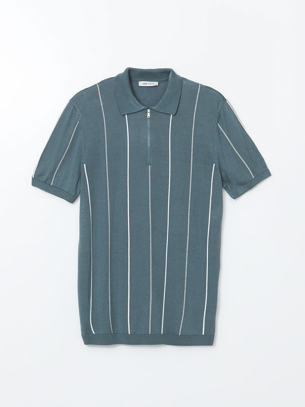 Polo Neck Short Sleeve Striped Men's Knitwear Sweater -S53346Z8-VHW