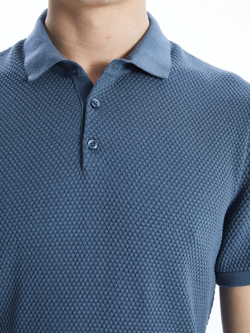 Polo Neck Short Sleeve Men's Tricot Sweater -S53397Z8-KJF