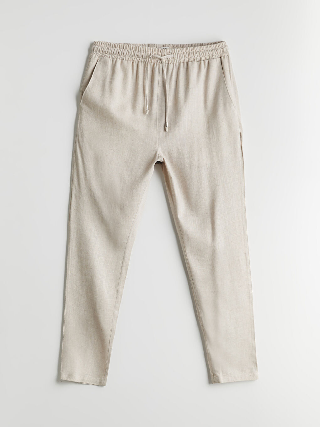 بنطلون خليط كتان بقصة عادية للرجال-4