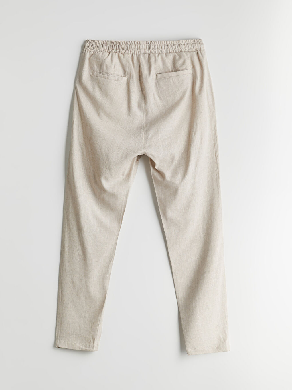 بنطلون خليط كتان بقصة عادية للرجال-5