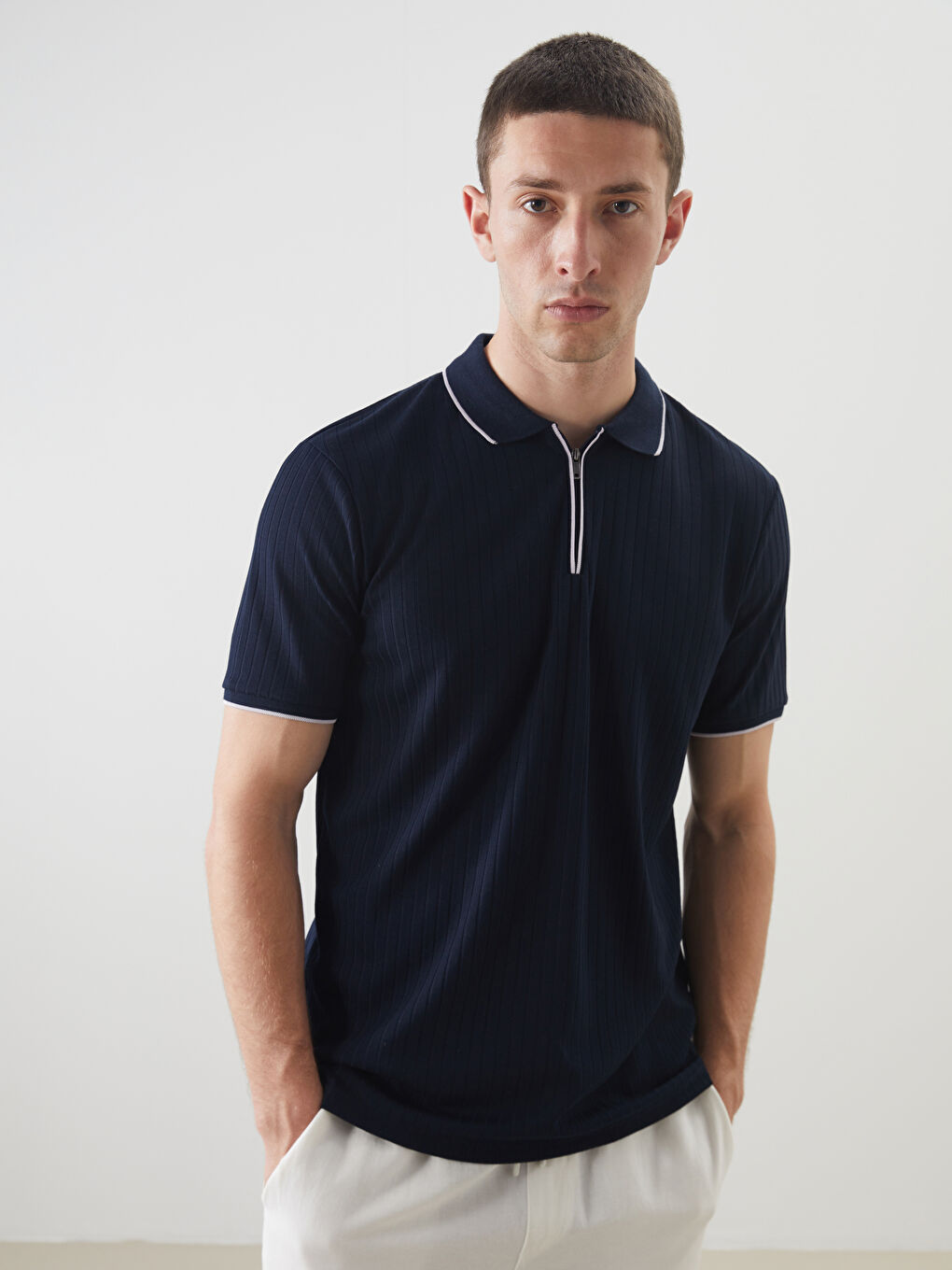 Polo Neck Striped Men's T-Shirt -S53481Z8-RFH