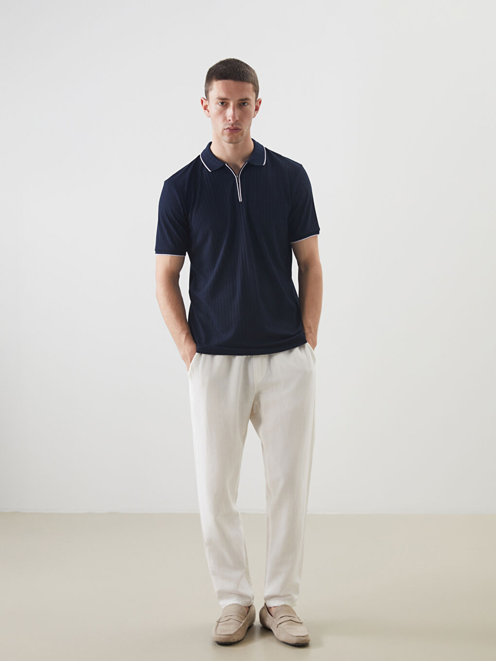 Polo Neck Striped Men's T-Shirt -S53481Z8-RFH