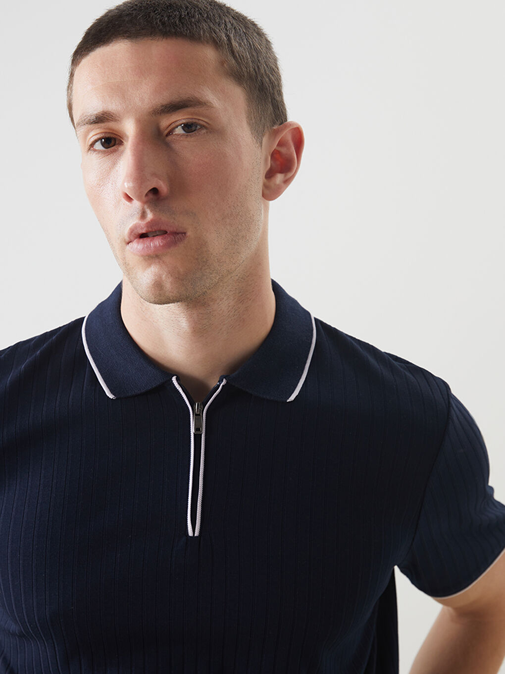Polo Neck Striped Men's T-Shirt -S53481Z8-RFH