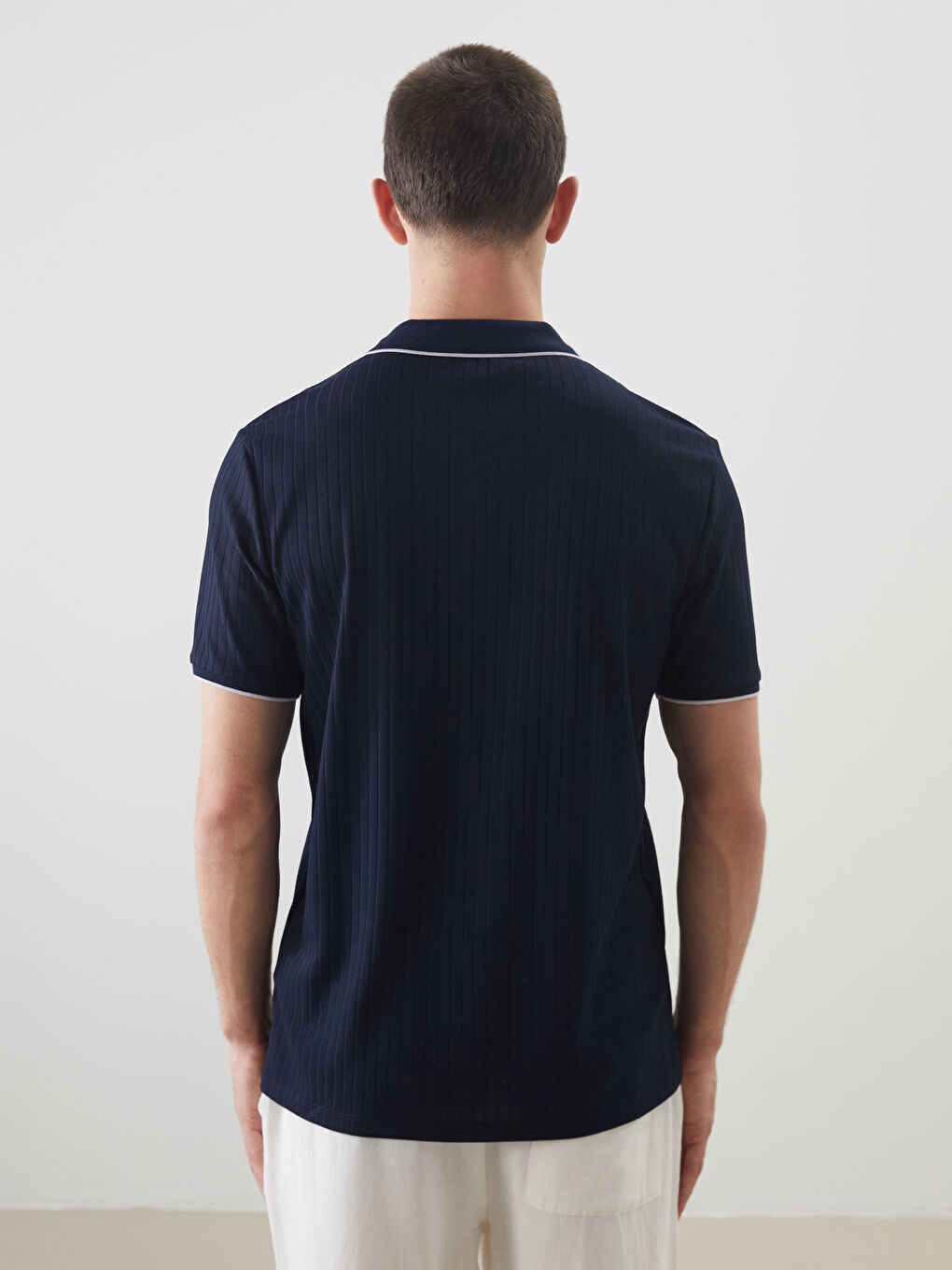 Polo Neck Striped Men's T-Shirt -S53481Z8-RFH