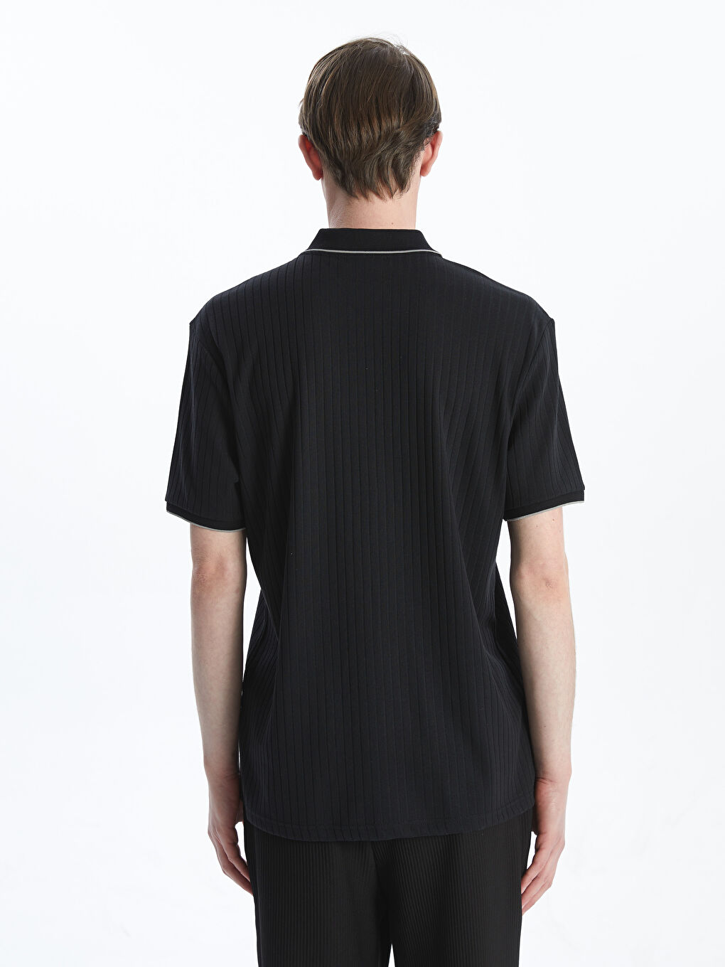 Polo Neck Men's Textured T-Shirt -S53481Z8-CVL