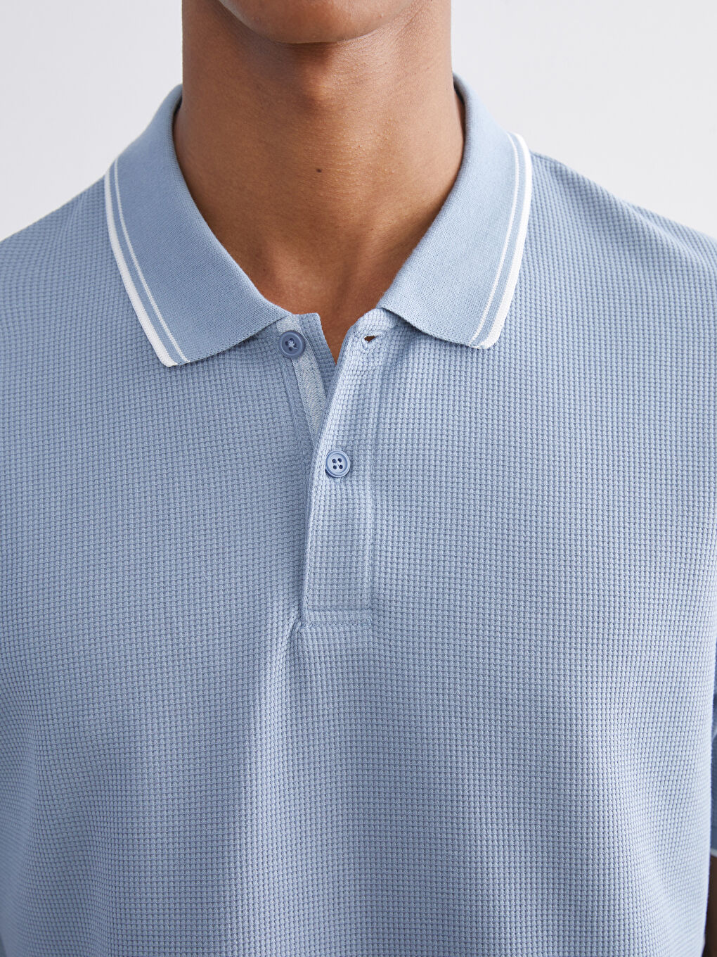 Polo Neck Men's Textured T-Shirt-2