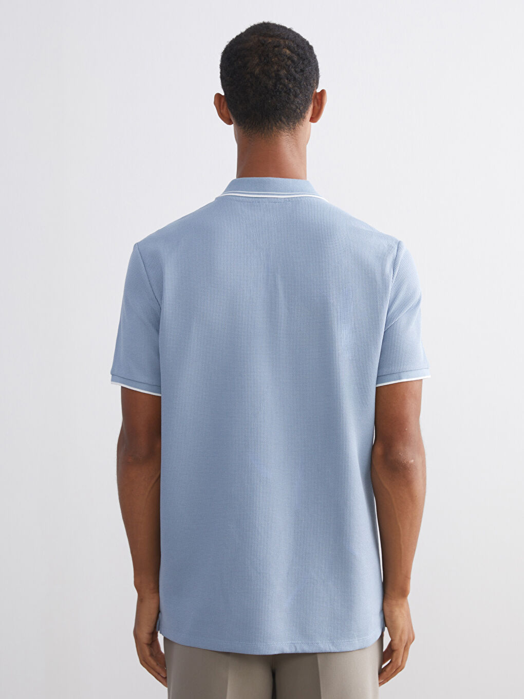 Polo Neck Men's Textured T-Shirt-3