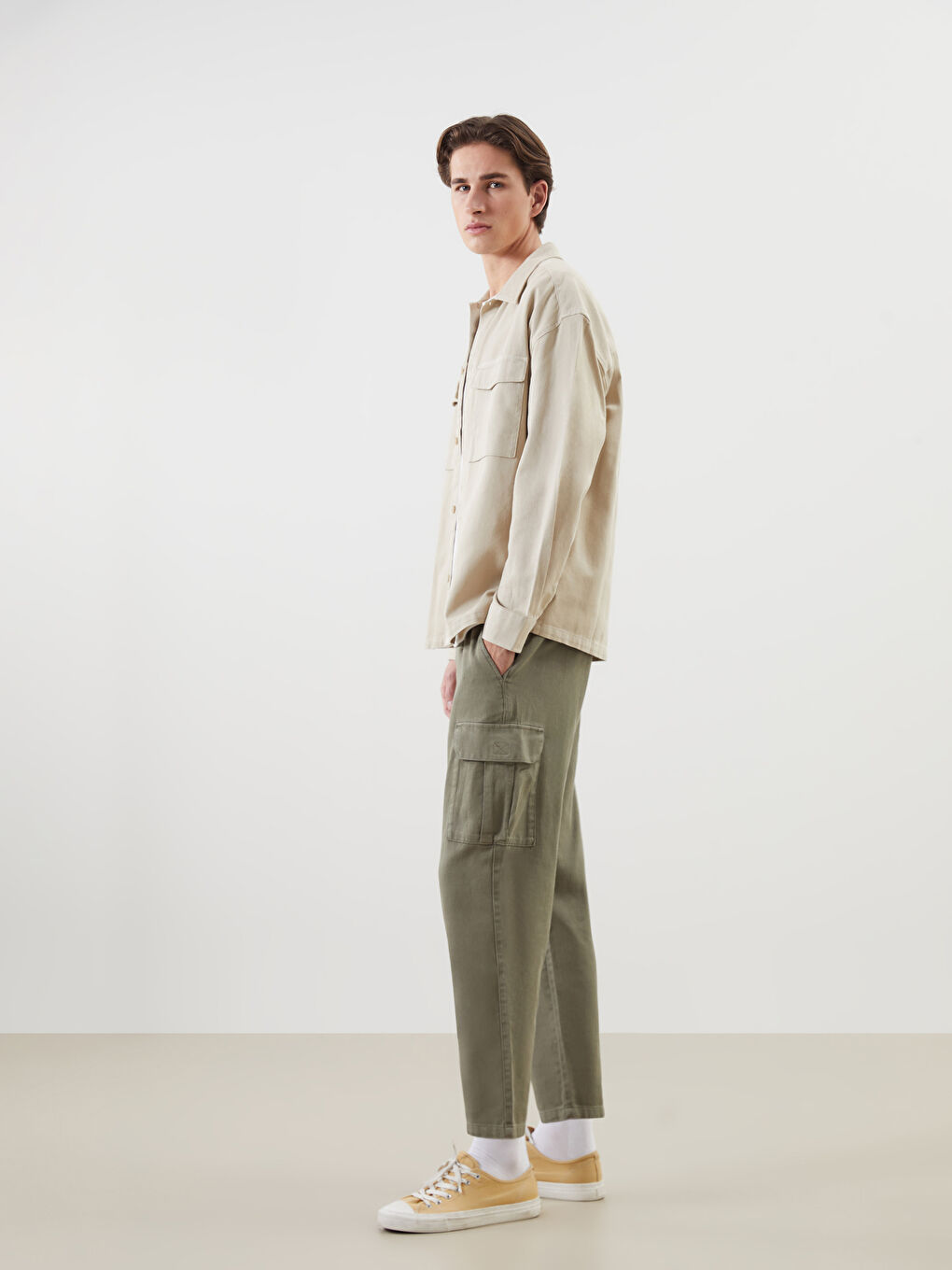 XSIDE Muške Cargo Pantalone Opuštenog Kroja Izgleda Lana -S53489Z8-S5R