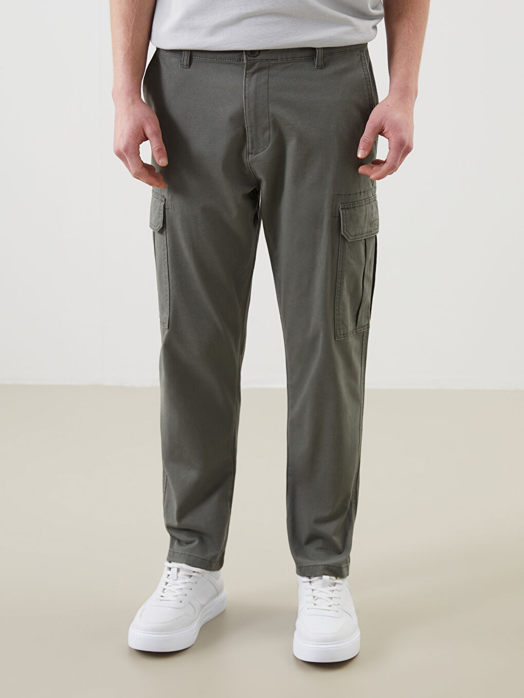 Standard Fit Twill Men's Trousers -S53490Z8-YAG