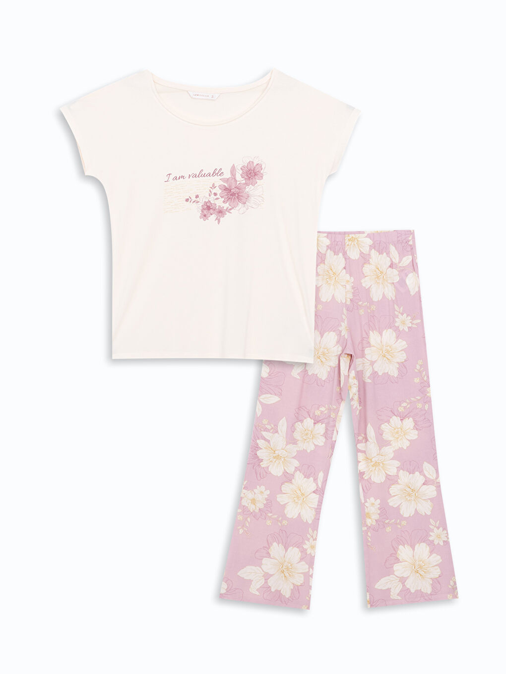 Crew Neck Floral Women’S Pajama Set -S53526Z8-LSD