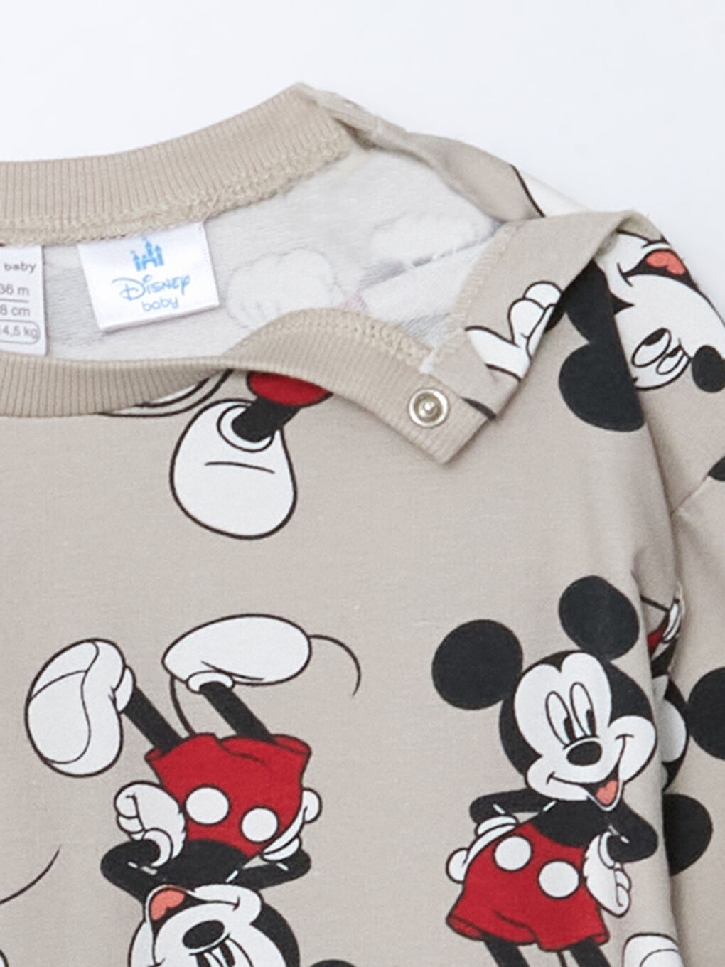 Gri Bisiklet Yaka Mickey Mouse Erkek Bebek Sweatshirt-5
