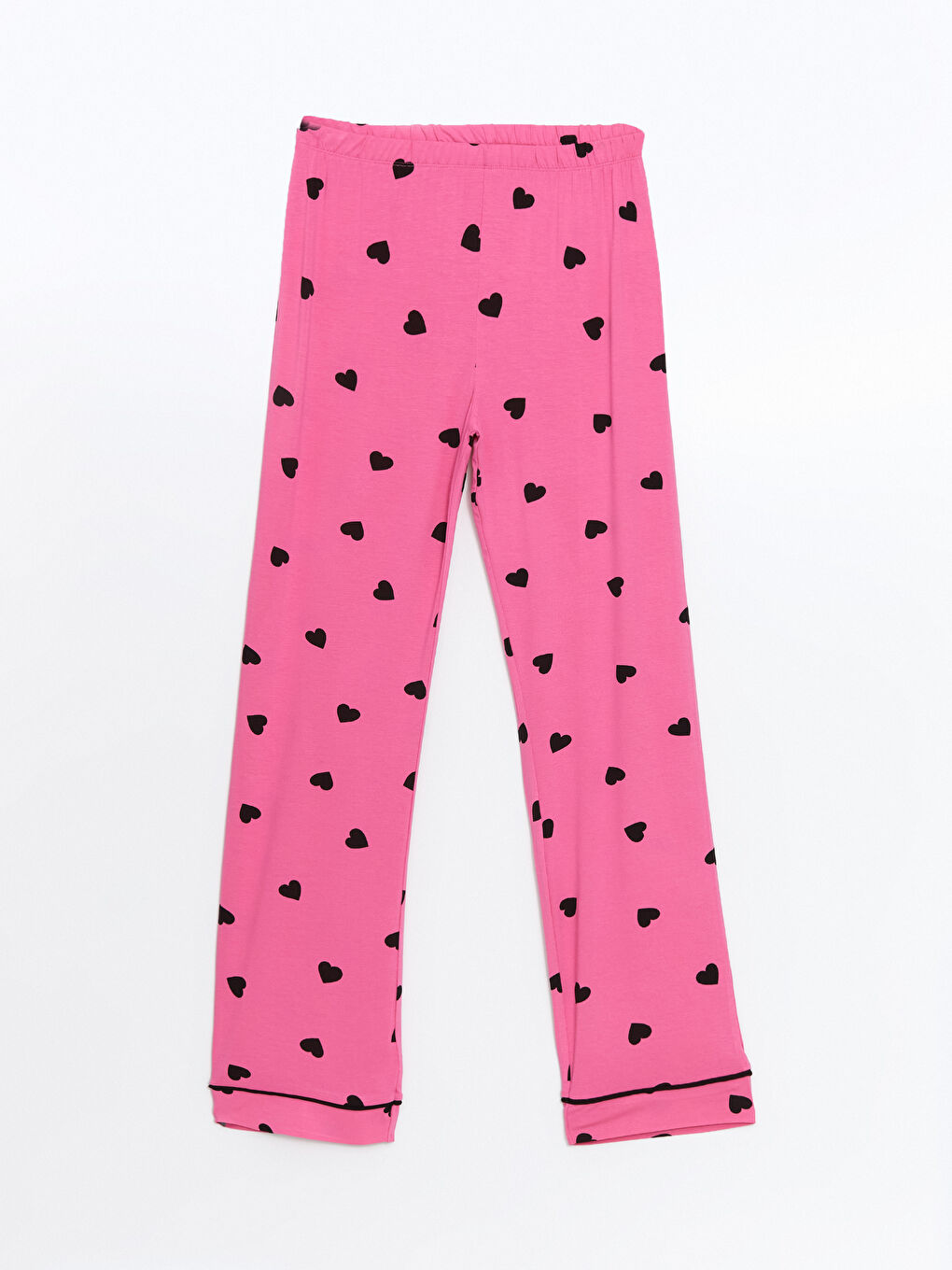 Pembe Beli Lastikli Baskılı Kadın Pijama Alt