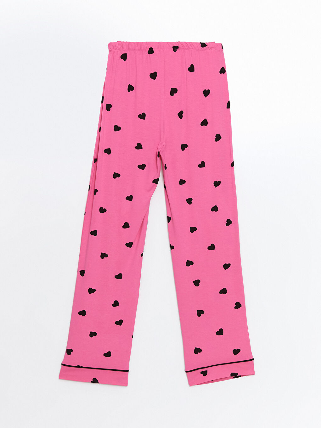 Pembe Beli Lastikli Baskılı Kadın Pijama Alt-1