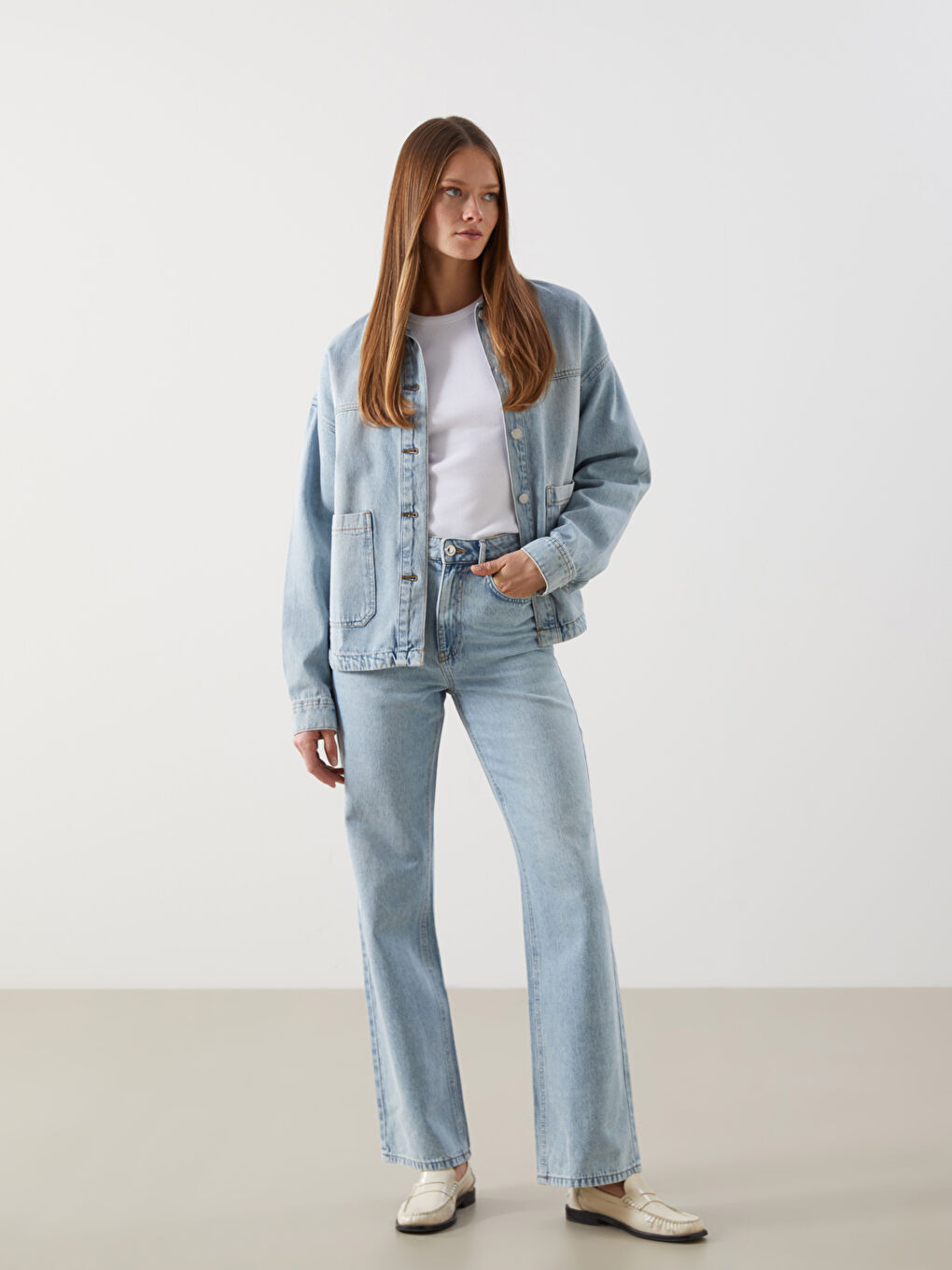 Ženske teksas pantalone ravnog kroja -S53558Z8-311