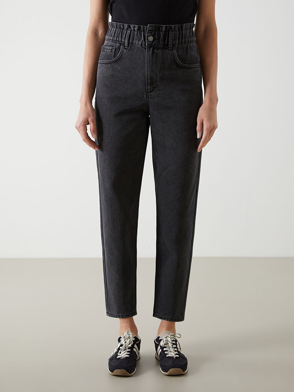 Elasticated Waist Slouchy Fit Women's Jeans -S53566Z8-GRD