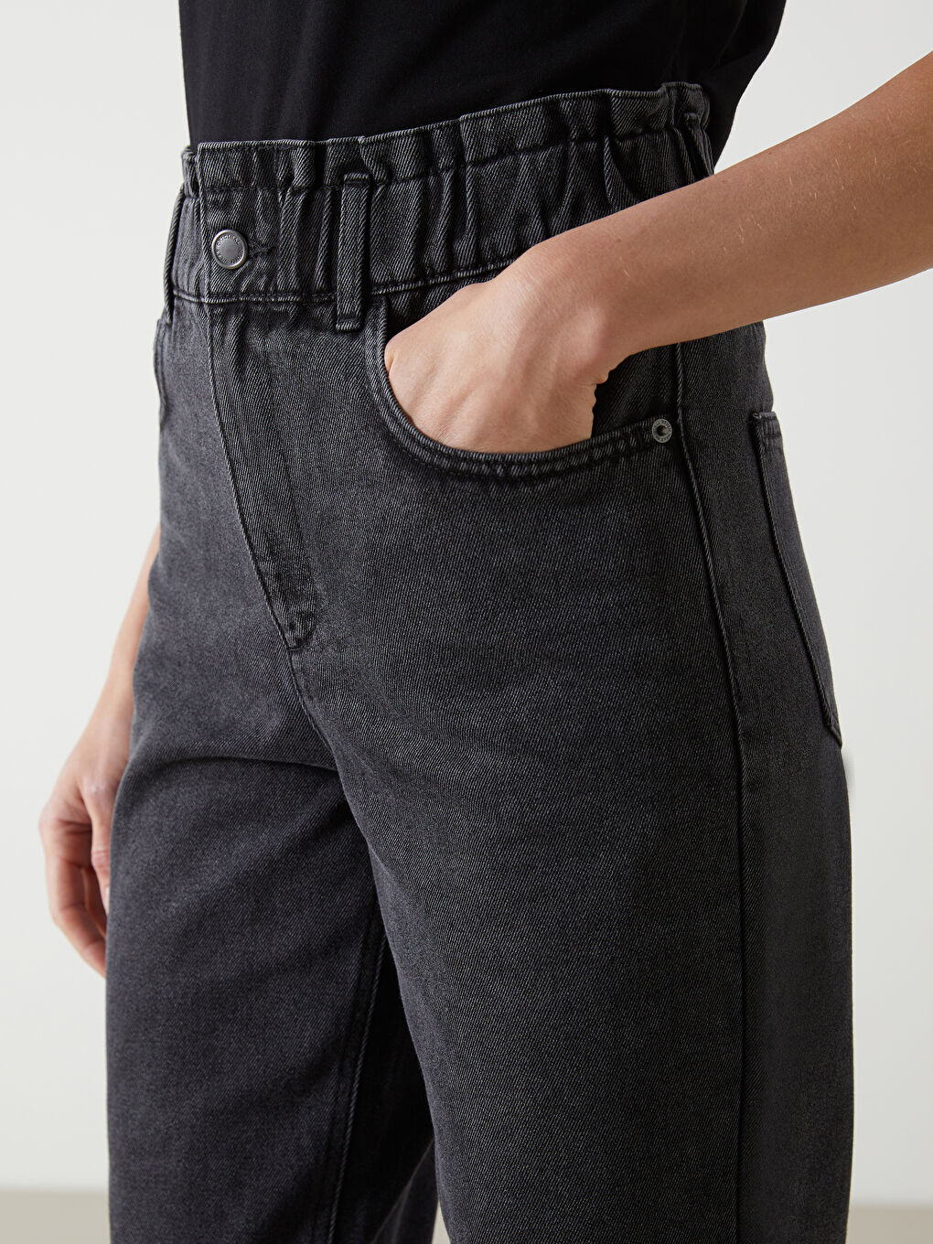 Elasticated Waist Slouchy Fit Women's Jeans -S53566Z8-GRD