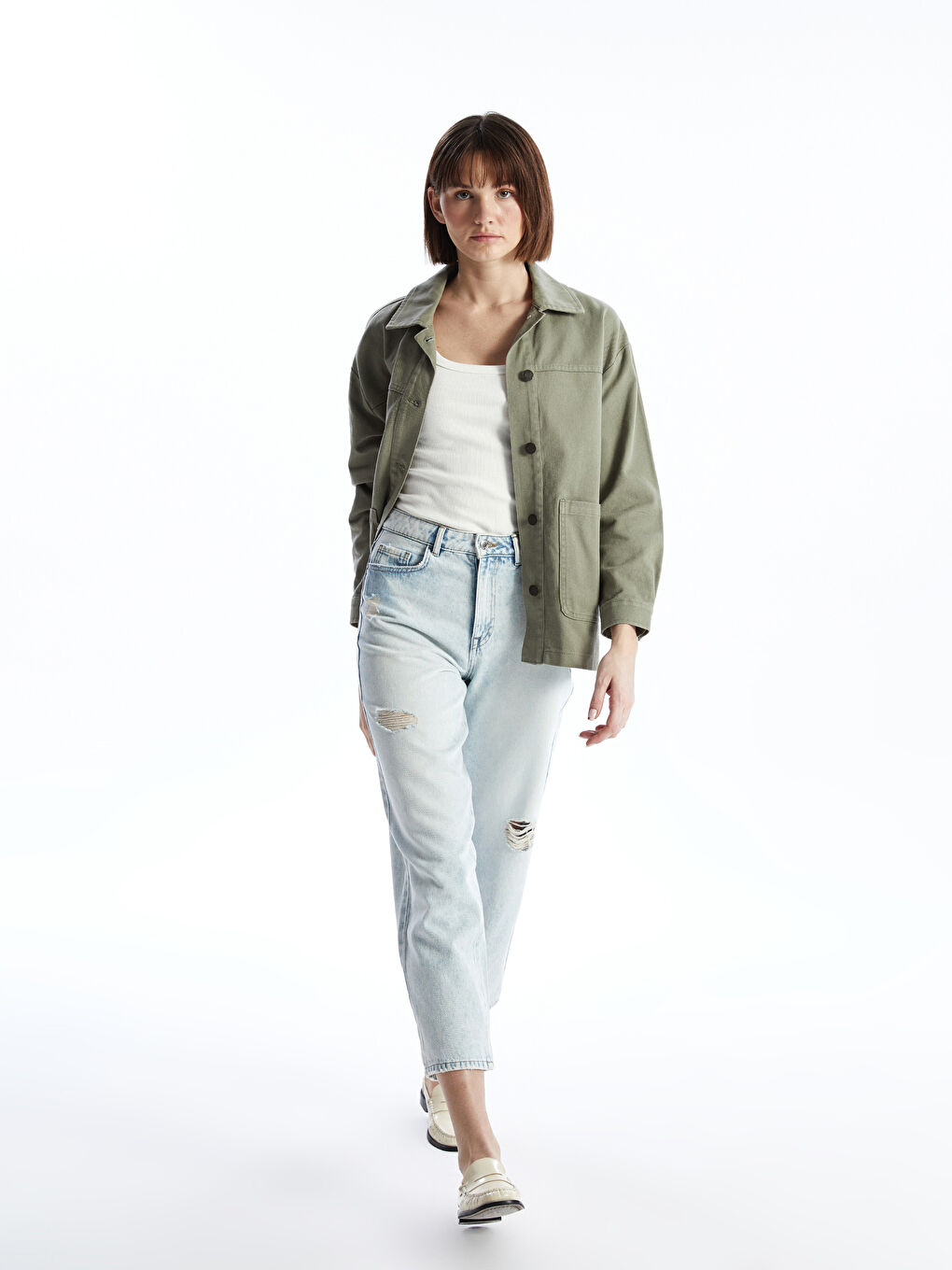 Boyfriend Ripped Detailed Women's Jeans -S53578Z8-869
