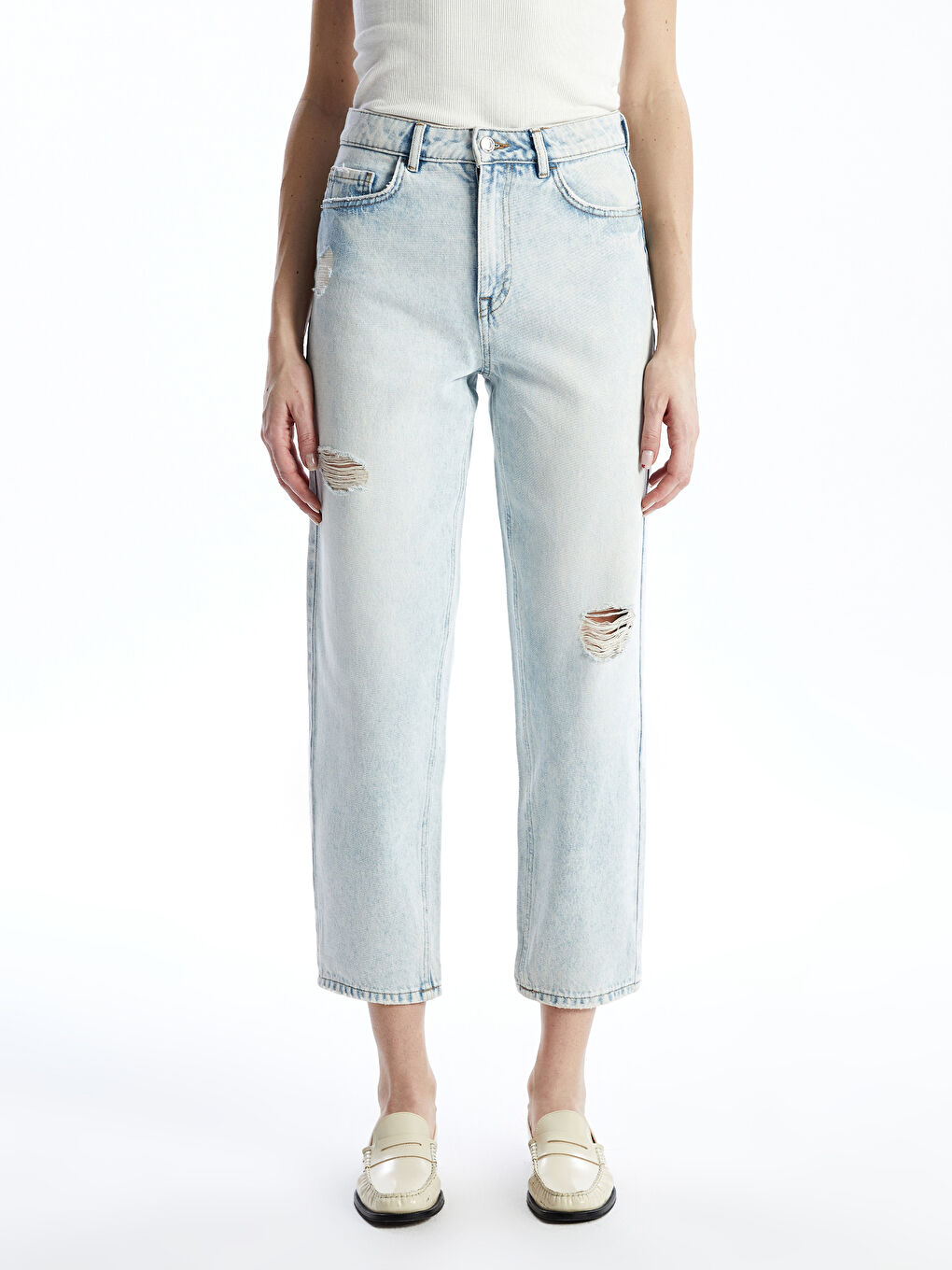 Boyfriend Ripped Detailed Women's Jeans -S53578Z8-869