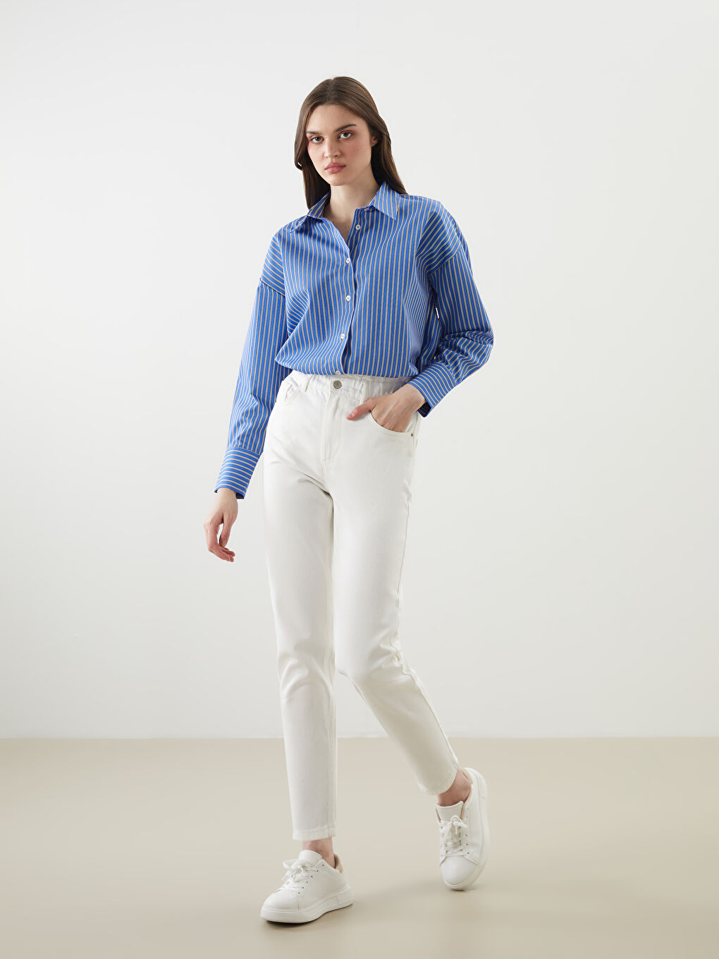 Elasticated Waist Slouchy Fit Women's Jeans -S53589Z8-844