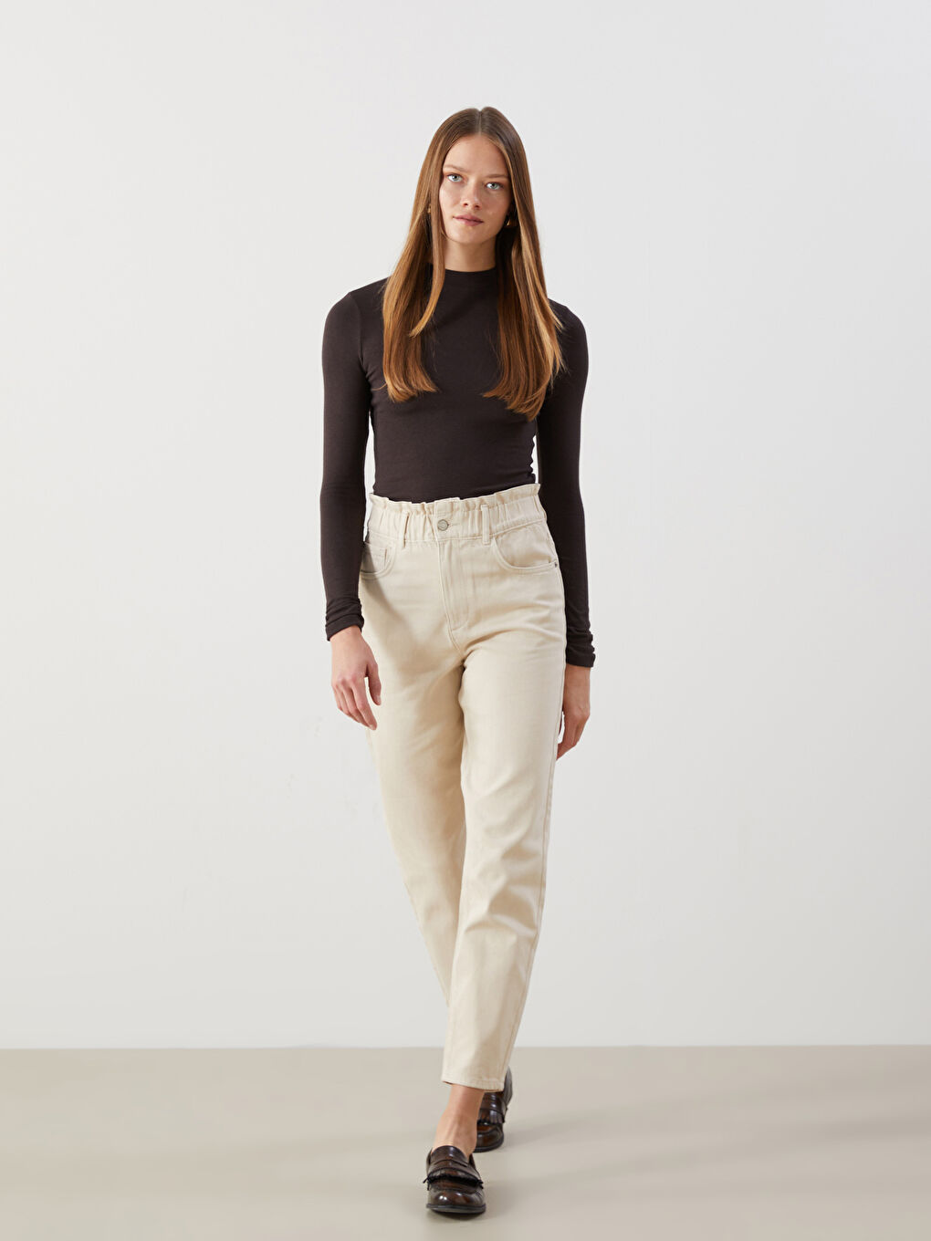 Elasticated Waist Slouchy Fit Women's Jeans -S53589Z8-CR8