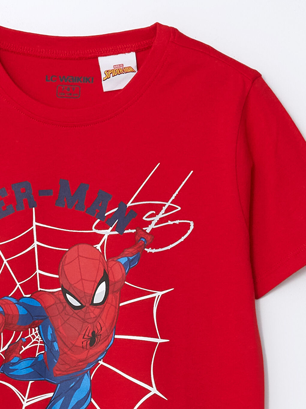 Kırmızı Bisiklet Yaka Spider-Man Baskılı Erkek Çocuk Pijama Üstü-2