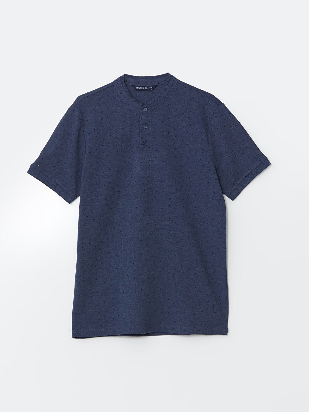 Grandad Collar Short Sleeve Patterned Pique Men's T-Shirt -S53703Z8-F2Y