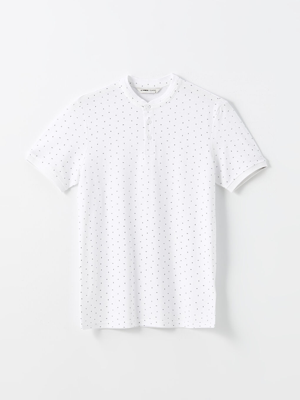 Grandad Collar Short Sleeve Patterned Pique Men's T-Shirt -S53703Z8-Q6K