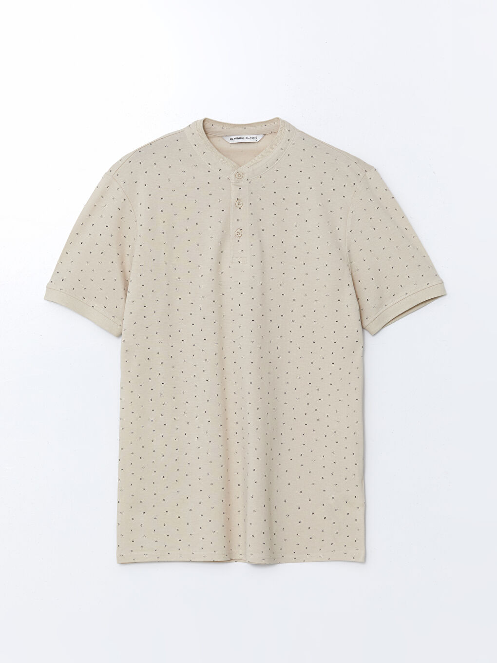 Grandad Collar Short Sleeve Patterned Pique Men's T-Shirt -S53703Z8-QMG