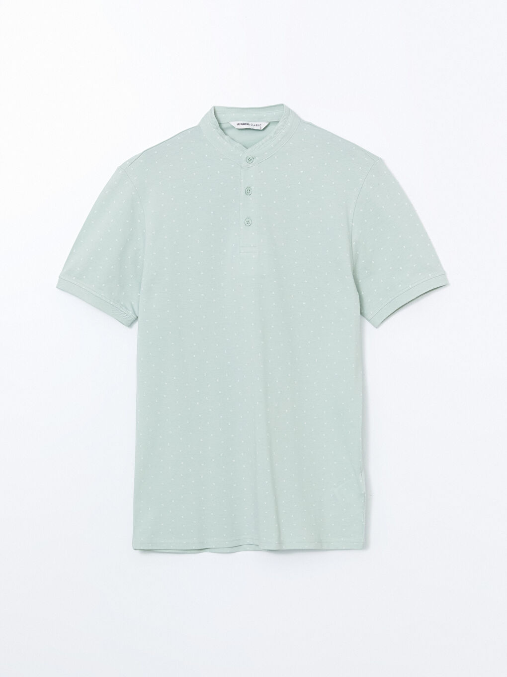 Grandad Collar Short Sleeve Patterned Pique Men's T-Shirt -S53703Z8-YT4
