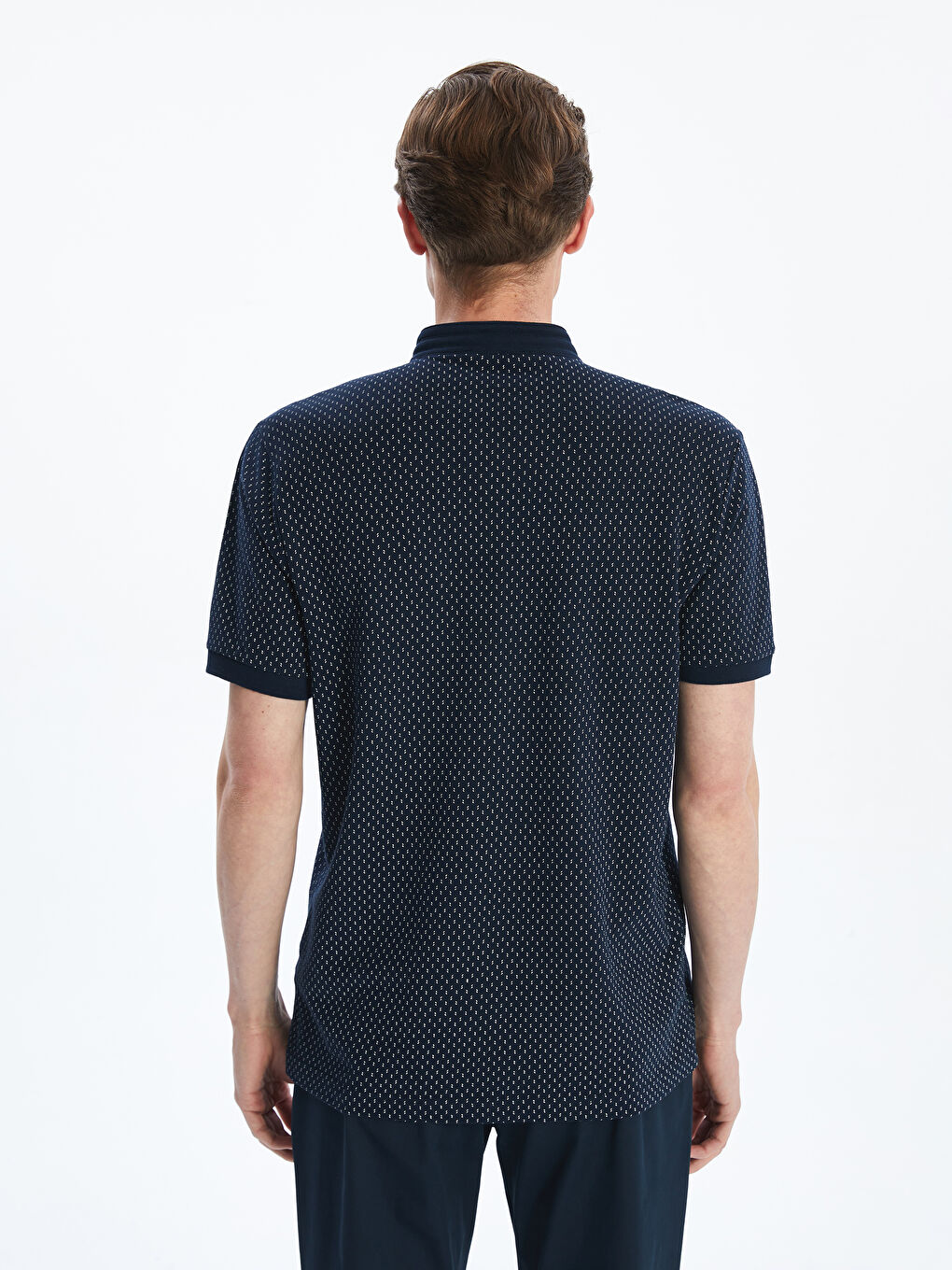 Grandad Collar Short Sleeve Patterned Pique Men's T-Shirt -S53703Z8-DWP