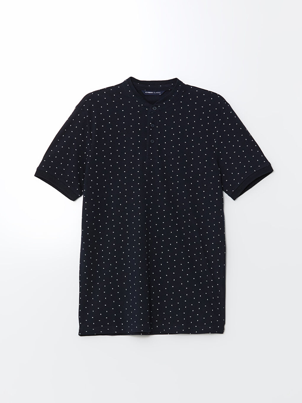 Grandad Collar Short Sleeve Patterned Pique Men's T-Shirt -S53703Z8-DWP