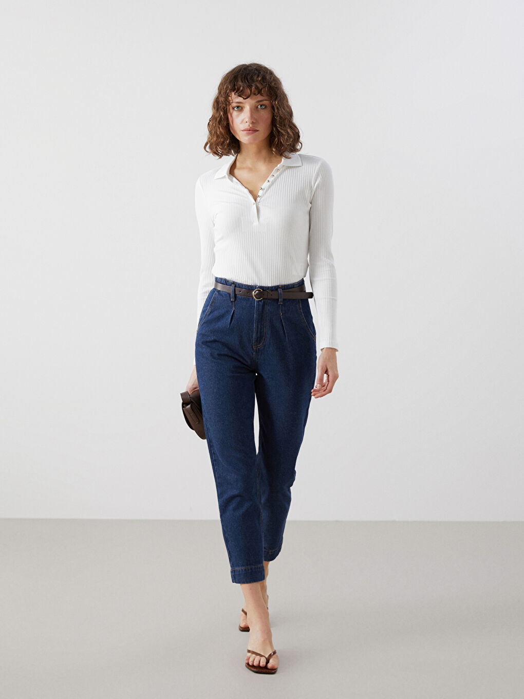 Belted Mom Fit Women's Jeans -S53717Z8-309