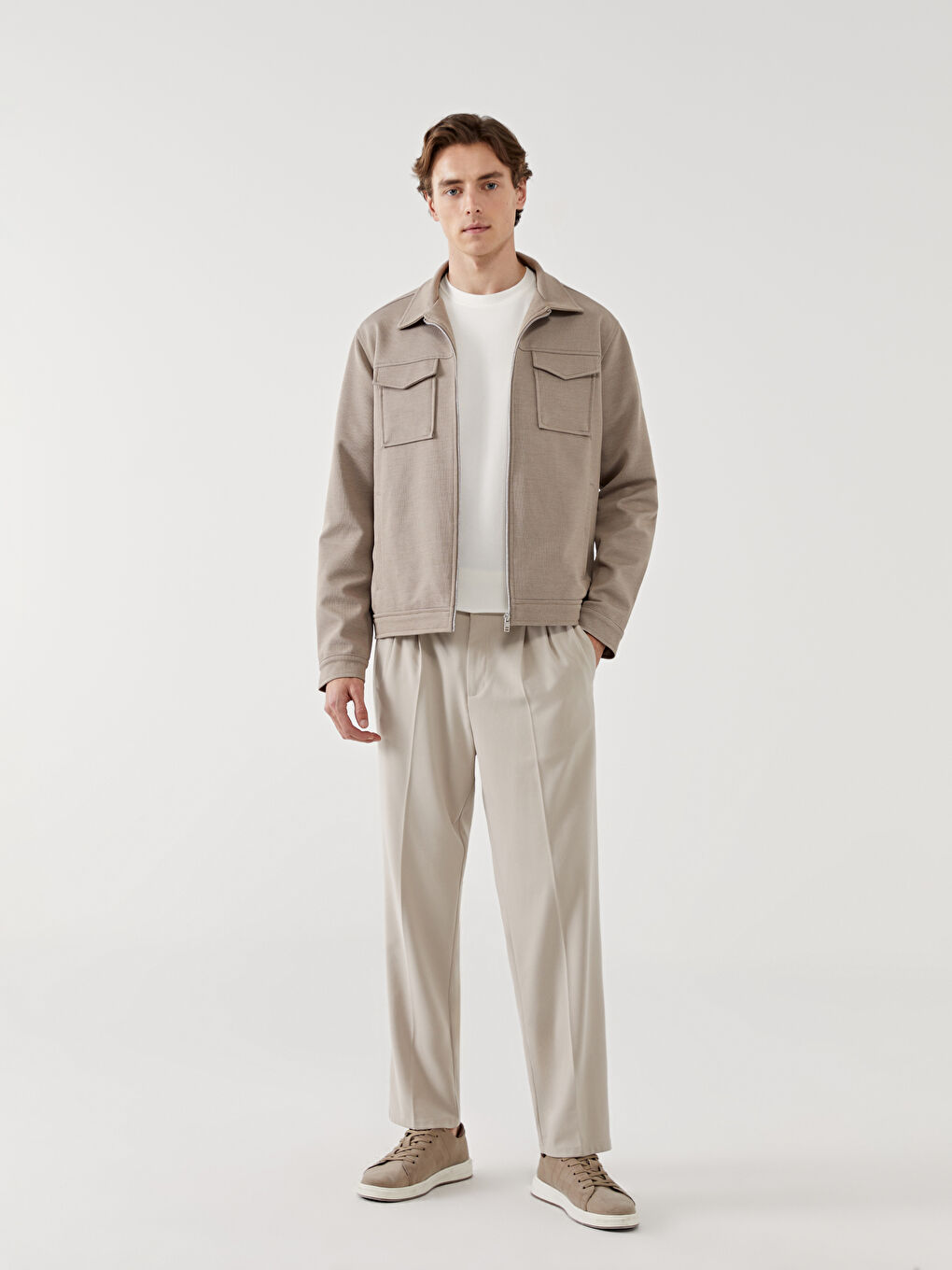 LCW Vision Kahverengi Slim Fit Gömlek Yaka Erkek Mont - 1