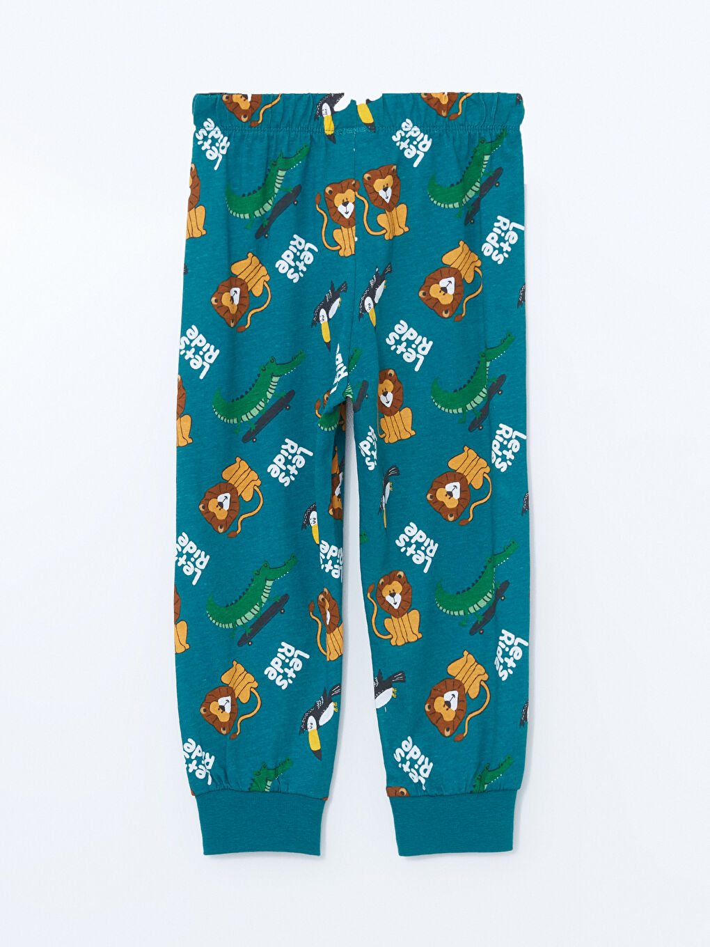 Yeşil Beli Lastikli Baskılı Erkek Çocuk Pijama Alt-1