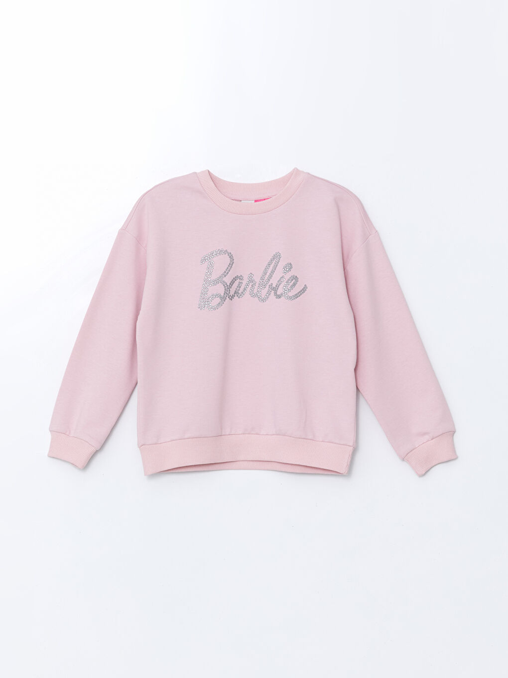 Crew Neck Barbie Rhinestone Embellished Girls' Sweatshirt